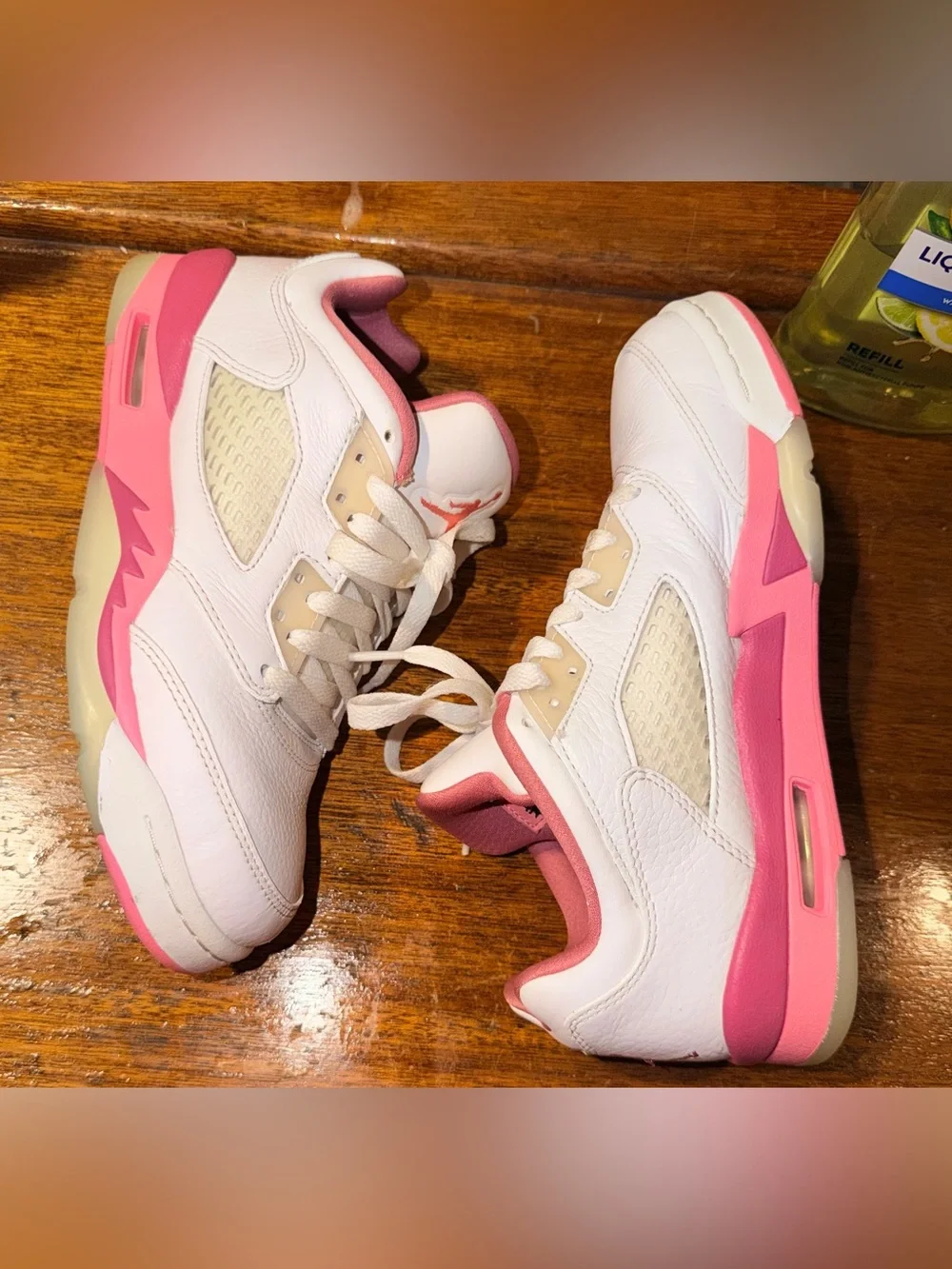 Jordan Air Jordan 5 Low GS White Pink Leather Sneakers Sz 6Y DX4390-116